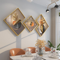 Peinture murale moderne minimaliste pour canapé, horloge murale, peinture nordique en trois panneaux, peinture en porcelaine cristalline pour salon
