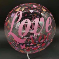 Vente en gros, best-seller, ballon Bobo transparent en TPU écologique et durable, imprimé double face, 20 pouces, fête des mères, Halloween, anniversaire