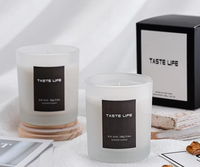 Bougie d'aromathérapie semi-artisanale en cire de soja dans un bocal en verre de luxe personnalisé, avec couvercle en bois transparent, sans fumée, parfumée, coffret cadeau