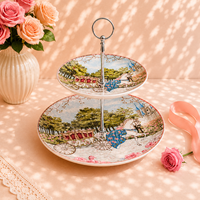 Présentoir à gâteaux 2 étages pour mariage, motif cheval, pour thé de l'après-midi, cupcakes, fruits secs et desserts