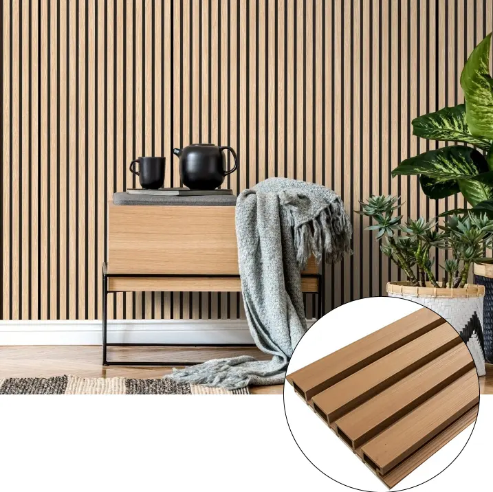 Wooden Grain Lambrin Decorativo Panel Pared Wpc 3d Panel 10 Piezas