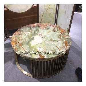 หินออนิกซ์สีเขียวสำหรับโต๊ะอาหารและโต๊ะกาแฟทรงกลม - Product Image 2