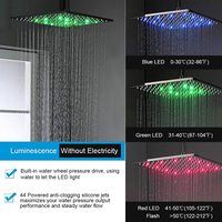 Ensemble de douche thermostatique mural avec jet de pluie massant, pommeau de douche LED 12'' haute pression en laiton massif/acier inoxydable, garantie 5 ans