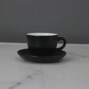 Coffee Set Ceramic Coffee Set 50/110/200/300ml Black Color Thick Espresso Cup And Saucer Set Porcelain Commercial Cappuccino Cup For Cafe