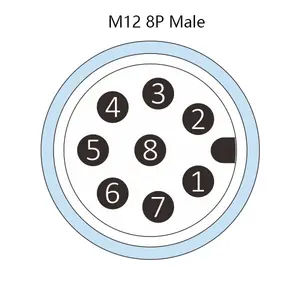 מחבר חיישן עמיד למים פאנל נקבה M12 8Pin 12Pin צד קדמי הידוק קשרי PCB עם קשרי PCB 90 מעלות