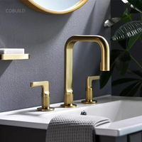Robinet de lavabo de salle de bain à 2 poignées de 8 pouces, en laiton doré brossé, robinet de lavabo à débit contrôlé pour salles de bain