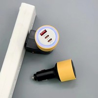 Chargeur de voiture USB+2 Type-C 120W avec câble, charge rapide, adaptateur de voiture USB Type C PD, 3 ports USB-C, charge rapide pour téléphone portable