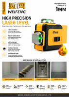 Niveau laser vert Huake 4x360° à lignes croisées et 3 points, sonde de 1 mm, pour bricolage, trépied, compartiment de bagages, avec batterie pour alignement horizontal