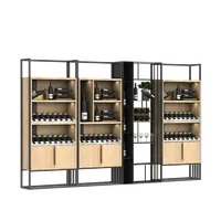 Retail Winkel Gebruikt Whisky Winkel Armatuur Drankfles Storage Wall Mounted Wijn Houten Display Stand