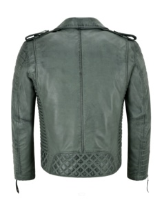 Custom 100% Genuine Grey Nappa Leather <b>Men</b>’s <b>Jacket</b> Fashion Color Private Label OEM Trend Style - Product Image 4