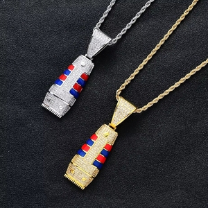 Collar con colgante de máquina de cortar pelo de latón con circonitas cúbicas para hombre, estilo hip hop, <span class=keywords><strong>cadena</strong></span> de moda - Product Image 6