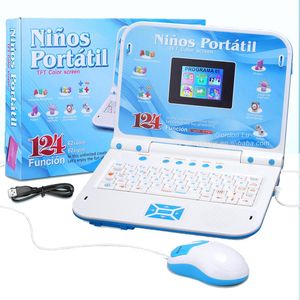 TFT Màn hình màu trẻ em Song ngữ máy tính xách tay đồ chơi học tập 124 chế độ học tập Tây Ban Nha/tiếng Anh Đồ chơi máy tính - Product Image 2
