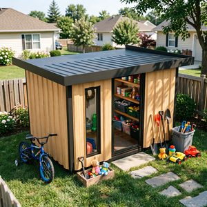 Cabane de rangement de jardin préfabriquée en structure d'acier galvanisé, résistante à la rouille, étanche, montage facile, rangement extérieur - Product Image 5