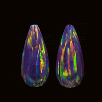 Opale synthétique traitée thermiquement certifiée NGTC Forever Star 2GC03121A, bleu-vert, forme goutte 18x8mm, pour bijoux