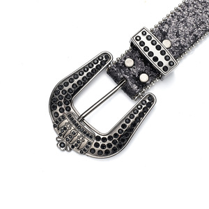 Cintura di lusso BB Bling glitterato con corona di cristallo con fibbia in pelle borchiata con strass cintura rifilatura - Product Image 6
