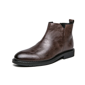 Botas de cuero de moda con cremallera a media pantorrilla para hombre, estilo casual, de caña alta, tallas grandes, botines juveniles, tendencia 2026 - Product Image 5