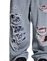 Personalisierte Sweatpants mit Logo-Print und Aufnähern, Baumwoll-Jogginghose, Oversized, Heavyweight, Baggy Herren Cargo Sweatpants