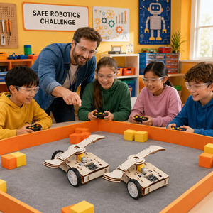 Kit de robot de combat en bois à assembler soi-même OKYN25930-9, jouet éducatif STEM pour enfants, projet scientifique pour étudiants - Product Image 6