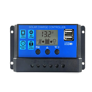 Contrôleur de charge solaire 12V 24V PWM pour système solaire avec ports USB et écran - Product Image 1