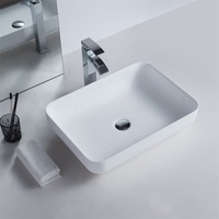 Design moderne Surface solide Hôtel Art Bassin Comptoir Évier de lavage à la main avec égouttoir pour salle de bain Traitement poli