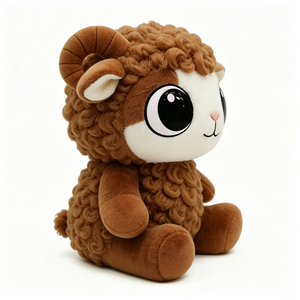 Peluche de oveja marrón personalizado, animal de peluche de carnero, peluche de cordero de lana rizada, muñeco suave de cabra de dibujos animados - Product Image 5