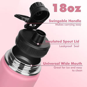 Bouteille thermos d'extérieur en acier inoxydable 304 à double paroi isolée sous vide pour le sport avec pailles et couvercles - Product Image 2