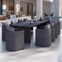 Ensemble de table à manger extérieure en aluminium pour 12 personnes, personnalisable en usine, ensemble de table et chaises de patio en aluminium