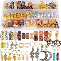 Set Aksesoris Dreadlock, Perhiasan Rambut, Manik-manik, Cincin, Jepit untuk Kepang, Rambut Terpilin, Dekorasi Gaya Rambut DIY