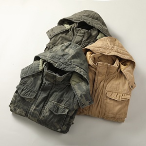 Veste de travail matelassée rétro kaki pour <span class=keywords><strong>homme</strong></span>, épaisse, à multiples poches, pour l'hiver, avec capuche, <span class=keywords><strong>mi</strong></span>-longue, pour l'extérieur - Product Image 1