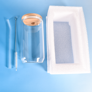 Vaso de Vidrio de 500 ml para Cerveza, Vino, Coca Cola, Jugo y Bebidas, Botella de Vidrio de Borosilicato Alto con Tapa, Pajita y Caja, Venta Caliente de Fábrica - Product Image 4