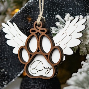 Nuevas alas de ángel de madera transfronterizas, patas de perro en 3D, adornos conmemorativos, árboles de Navidad, decoraciones para el hogar y artesanías. - Product Image 4