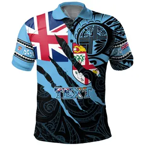 Sublimation Fiji Quick-Dry Golf Polo Shirt Bulk Customized Fijian In My Heart Polynesian Style Printing Short Sleeve Polo Shirts