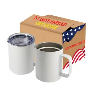 US-Lager Sublimation Rohlinge Bier Kaffee 12oz Edelstahl Doppel wand Sublimation becher mit Griff