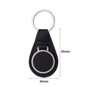 Round Shape Luxury Vintage Brown Embossed Laser Engraved Domed Sticker Logo <b>Customized</b> PU Leather Strap <b>Keychain</b> With Logo - Product Image 1