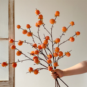 Ornements décoratifs en kaki artificiel Muyu Chronicles, 8 pièces, orange rouge, en mousse plastique, pour la décoration du salon du Nouvel An - Product Image 1
