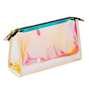 Bolsa de Cosméticos de PVC Holográfica Iridiscente, Impermeable, Transparente, con Cierre Dorado, Organizador de Artículos de Aseo para Viaje - Product Image 3