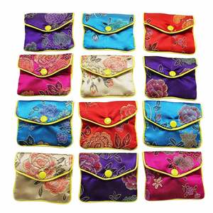 Jewelry Silk <b>Purse</b> Pouch Gift Bags Zipper Closure Lightweight Multiple Colors Pack of 8*10cm <b>Medium</b> - Product Image 1