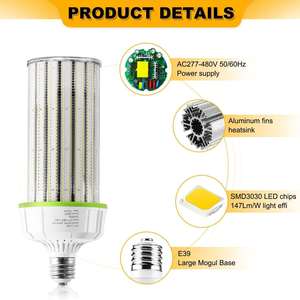 480V cho dẫn Ngô Bóng đèn 200W COB ánh sáng <span class=keywords><strong>E39</strong></span> Mogul cơ sở cho đèn <span class=keywords><strong>Led</strong></span> 800W CFL HID HPS MH tương đương cao <span class=keywords><strong>bay</strong></span> đèn cao <span class=keywords><strong>bay</strong></span> ánh sáng - Product Image 3