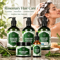 Ensemble de soins capillaires et corporels fortifiants à la menthe et au romarin, combo 5 pièces, soin du cuir chevelu, shampoing, après-shampoing, OEM, ODM, étiquette privée