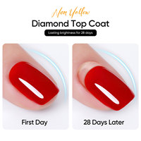 Hanyi 15ml HEMA Free, Resina de Capa Superior Diamante No Amarillenta, Gel UV LED Profesional de Larga Duración (40 Días), OEM Personalizado, Ecológico