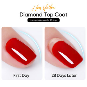 Hanyi 15ml HEMA Free Non Yellow Diamond Top Coat Resin Professionnel Soak Off UV LED Gel 40 Jours Brillant OEM Personnalisé Écologique - Product Image 5