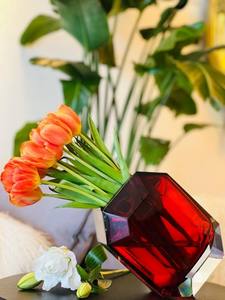 Octogonal Diamant Coupe Verre Cristal <span class=keywords><strong>Vase</strong></span> Premier Fleur Bouteille Multi Couleur Manoir Villa Fleur Décoration pour Mariage - Product Image 3