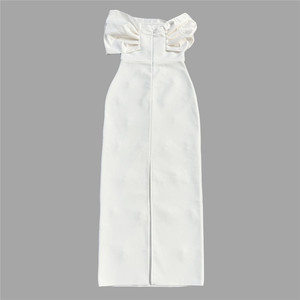 Vestido de fiesta de verano de lujo para mujer elegante Delgado plisado fuera del hombro cuello en V sin espalda Sexy Slit nuevo elegante largo hasta el suelo - Product Image 3