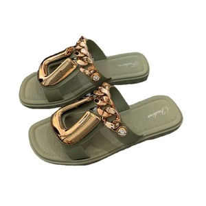 Wholesale U-buckle Chain Female <b>Slippers</b> Woman's <b>Slippers</b> Head Hollowed Out Wearing <b>Flip</b>-<b>flops</b> - Product Image 1