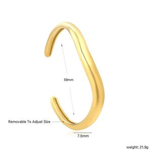 Multi Layer Pipe Smooth Cuff <b>Bangle</b> 18K <b>Gold</b> <b>Plated</b> Water Wave Stainless Steel Jewelry High Polish Irregular Open <b>Bangles</b> - Product Image 3