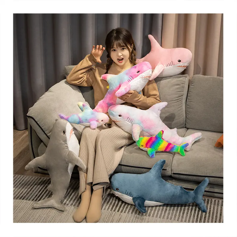 사용자 정의 최고의 가격 어린이 장난감 도매 뜨거운 판매 귀여운 부드러운 박제 동물 제품 상어 베개