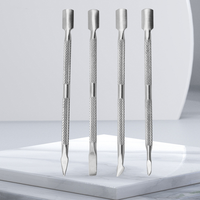 Pousse-cuticules pour nail art, en acier inoxydable, réutilisable, pour éliminer les peaux mortes, outils de manucure, pousse-doigts à double tête