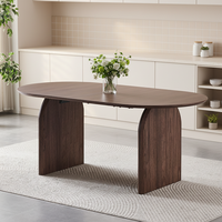 Ensemble de table à manger de style design nordique, table ovale en bois moderne, meubles de cuisine de restaurant, table à dîner de luxe assemblée