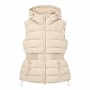 <strong>Women's</strong> Waterproof Casual Polyester Filled <strong>Hooded</strong> <strong>Padded</strong> Vest-Shirred Waist Sleeveless <strong>Gilet</strong> Tailored Slim Silhouette Windproof - Product Image 4
