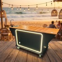 Comptoir de bar à cocktails autoportant en bois, présentoir moderne pour boissons, marron/noir/blanc CN/GUA, pour événements extérieurs